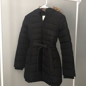 Girls Faux Fur Hood Puffer Jacket 10/12